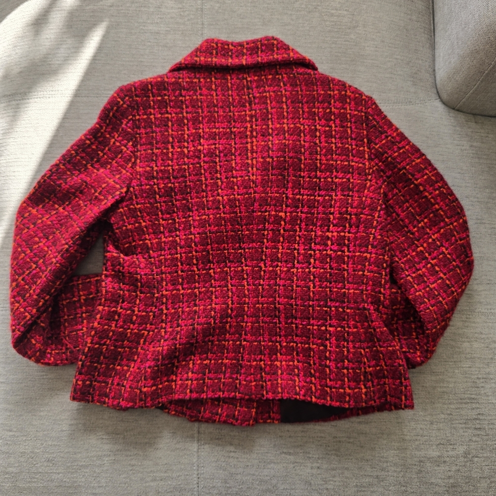Talbots Red & Pink Tweed Cropped Peacoat Jacket Sz 10P - Picture 12 of 12